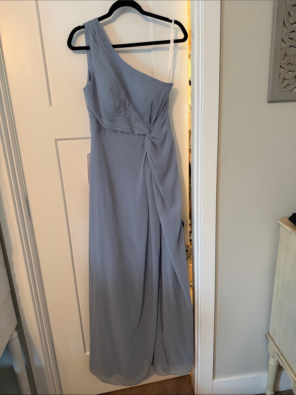 Azazie Brooke A6 NWT One-Shoulder Dusty Blue Evening Dress